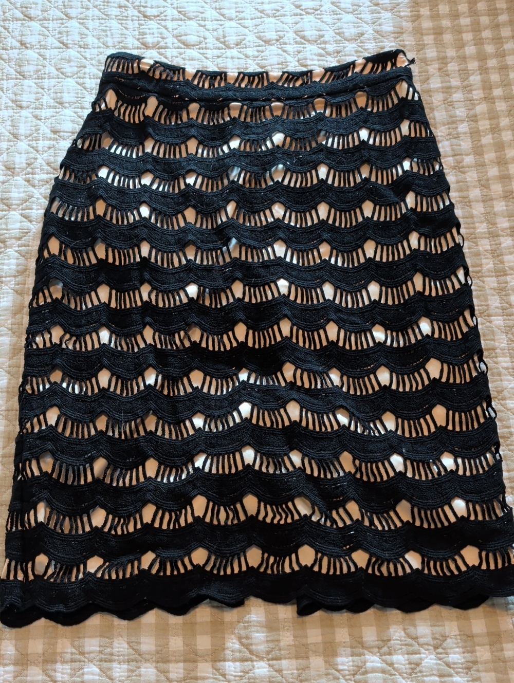 kate spade Black Lace Overlay Pencil Skirt with Nude Lining